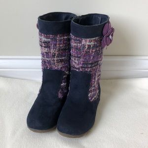 Stride Rite navy blue purple tweed boots size 10.5